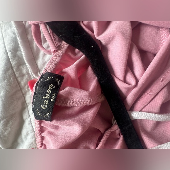 Pink Y2K Mcbling Tabom Halter Top with silver Floral Design - Picture 4 of 9